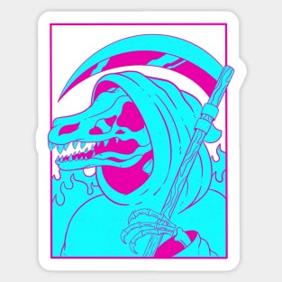 Retro Grim Raptor Sticker